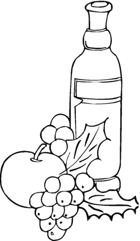 Grape And Wine Coloring Page